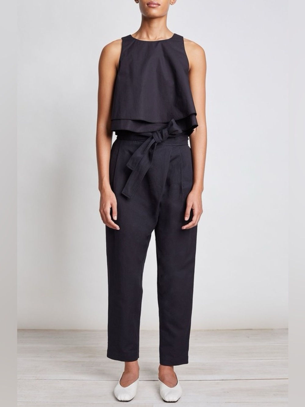 Apiece Apart || Isa Wrap Pants Trousers Tie Bow Linen Blend in Black 6